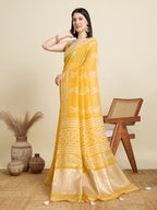 Yellow Semi-Cotton Sequin Saree – Elegant Choice for Intimate & Grand Weddings