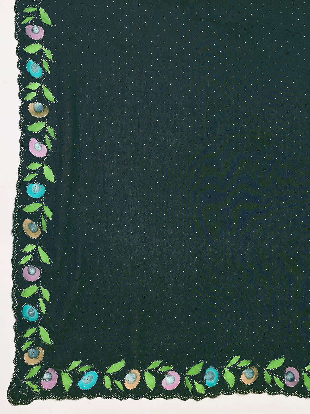 Green Georgette Soft Silk Saree with Floral Brush Print & Intricate Border – Elegant Pastel Saree for Festive & Daily Wear