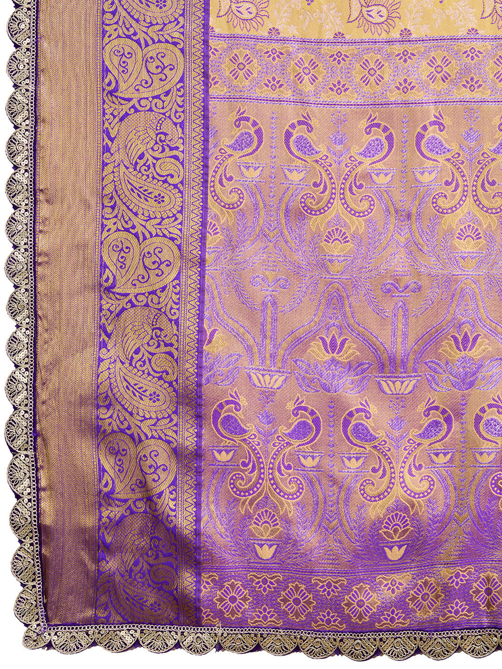 Tradition in Every Thread: Exquisite Kanjivaram Silk Lavender Biege  Saree Collection