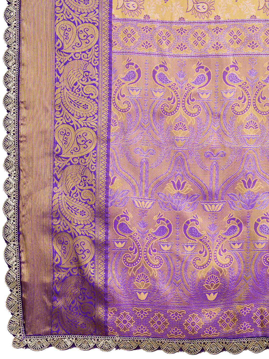 Tradition in Every Thread: Exquisite Kanjivaram Silk Lavender Biege  Saree Collection