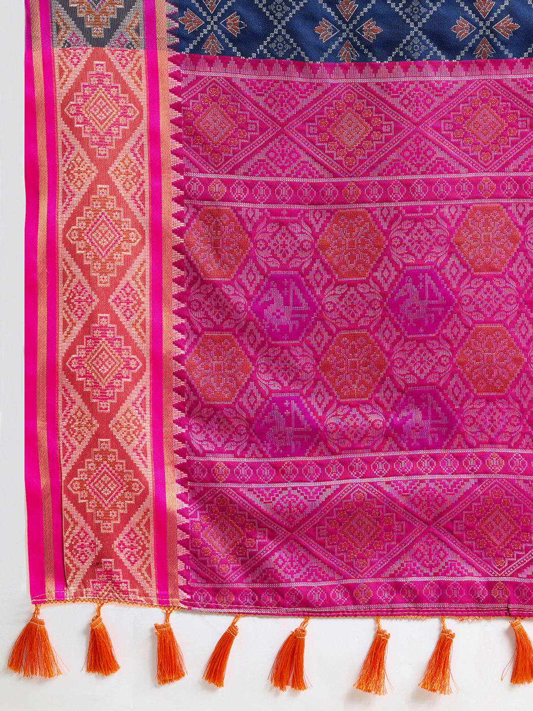 Banarasi Elegance in Breathable Semi Silk Navy Blue Saree –For All Wedding Celebrations