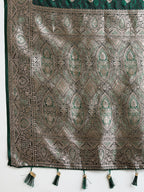 Soft Satin Silk Blue Saree with Rich Zari Motifs, Contrast Border & Elegant Blouse