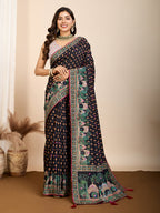 Black Pure Jacquard with Sona Chandi Zari – A Luxe Weave for Wedding & Festive Couture