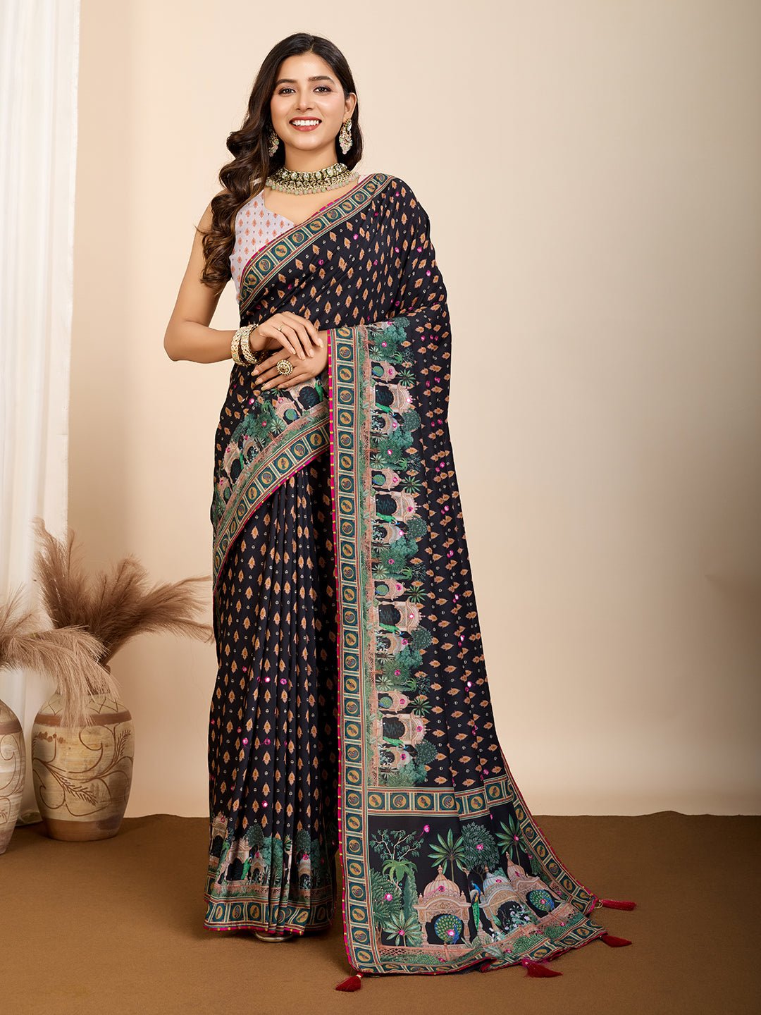 Black Pure Jacquard with Sona Chandi Zari – A Luxe Weave for Wedding & Festive Couture
