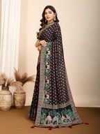 Black Pure Jacquard with Sona Chandi Zari – A Luxe Weave for Wedding & Festive Couture
