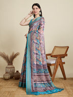 Soft, Breathable & Celebration-Ready: Semi Cotton Sky Blue Sarees with Butti & Jacquard Elegance