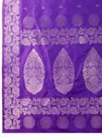 Purple Soft Banarasi Silk Saree Featuring Meenakari Zari Weaving & Tassels on Pallu