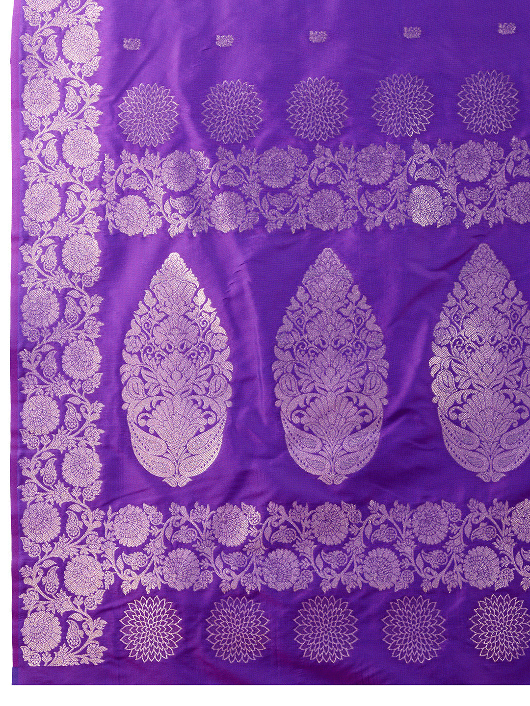 Purple Soft Banarasi Silk Saree Featuring Meenakari Zari Weaving & Tassels on Pallu