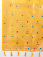 Yellow Soft Banarasi Silk Saree Featuring Meenakari Zari Weaving & Tassels on Pallu