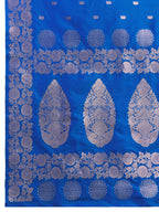 Blue Soft Banarasi Silk Saree Featuring Meenakari Zari Weaving & Tassels on Pallu