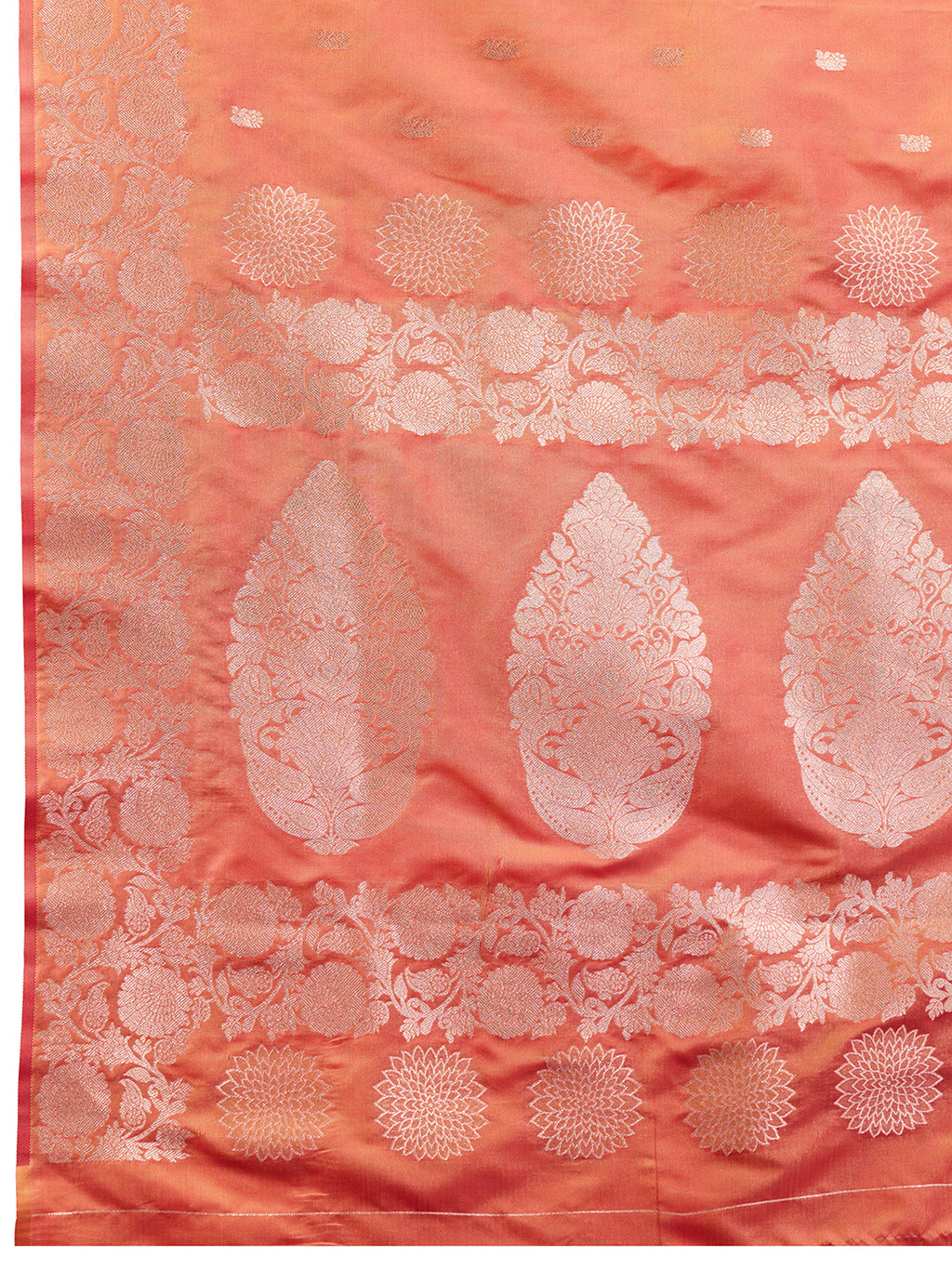 Orange Soft Banarasi Silk Saree Featuring Meenakari Zari Weaving & Tassels on Pallu