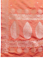 Orange Soft Banarasi Silk Saree Featuring Meenakari Zari Weaving & Tassels on Pallu