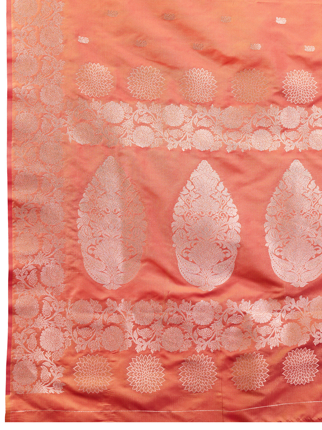 Orange Soft Banarasi Silk Saree Featuring Meenakari Zari Weaving & Tassels on Pallu