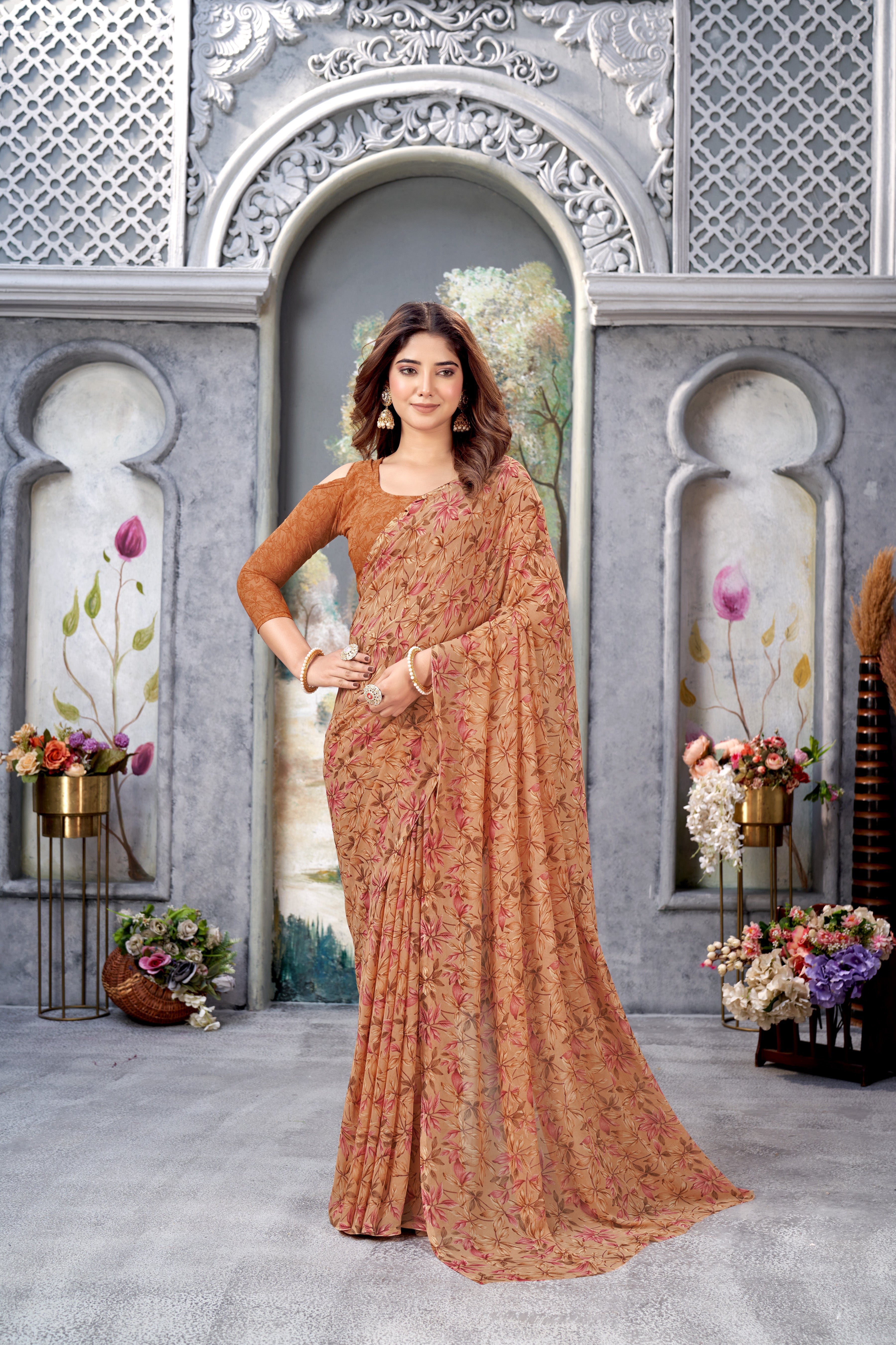 Classic Printed Saree – Breathable Fabric with Eye-Catching Prints Petite Sarees