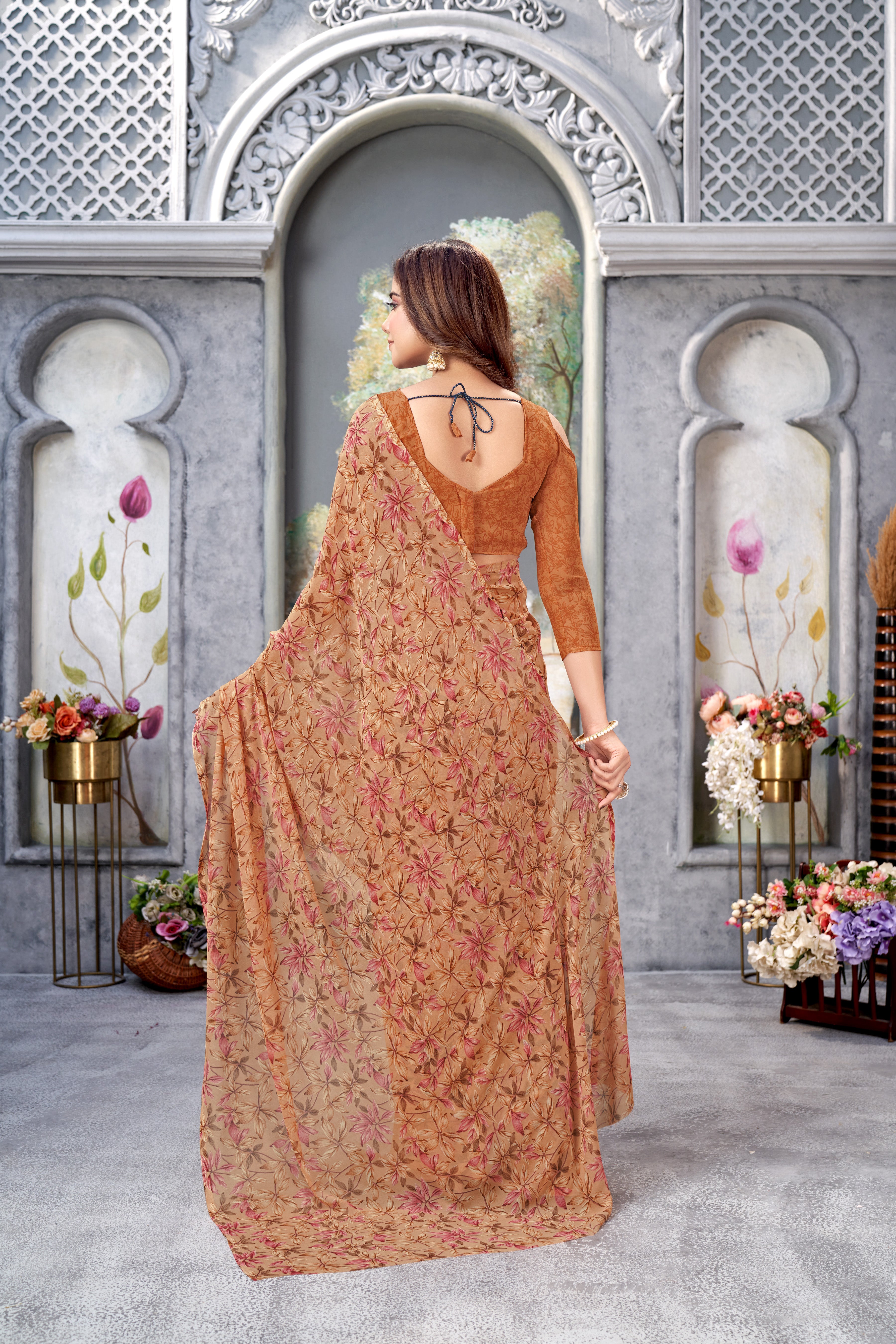 Classic Printed Saree – Breathable Fabric with Eye-Catching Prints Petite Sarees