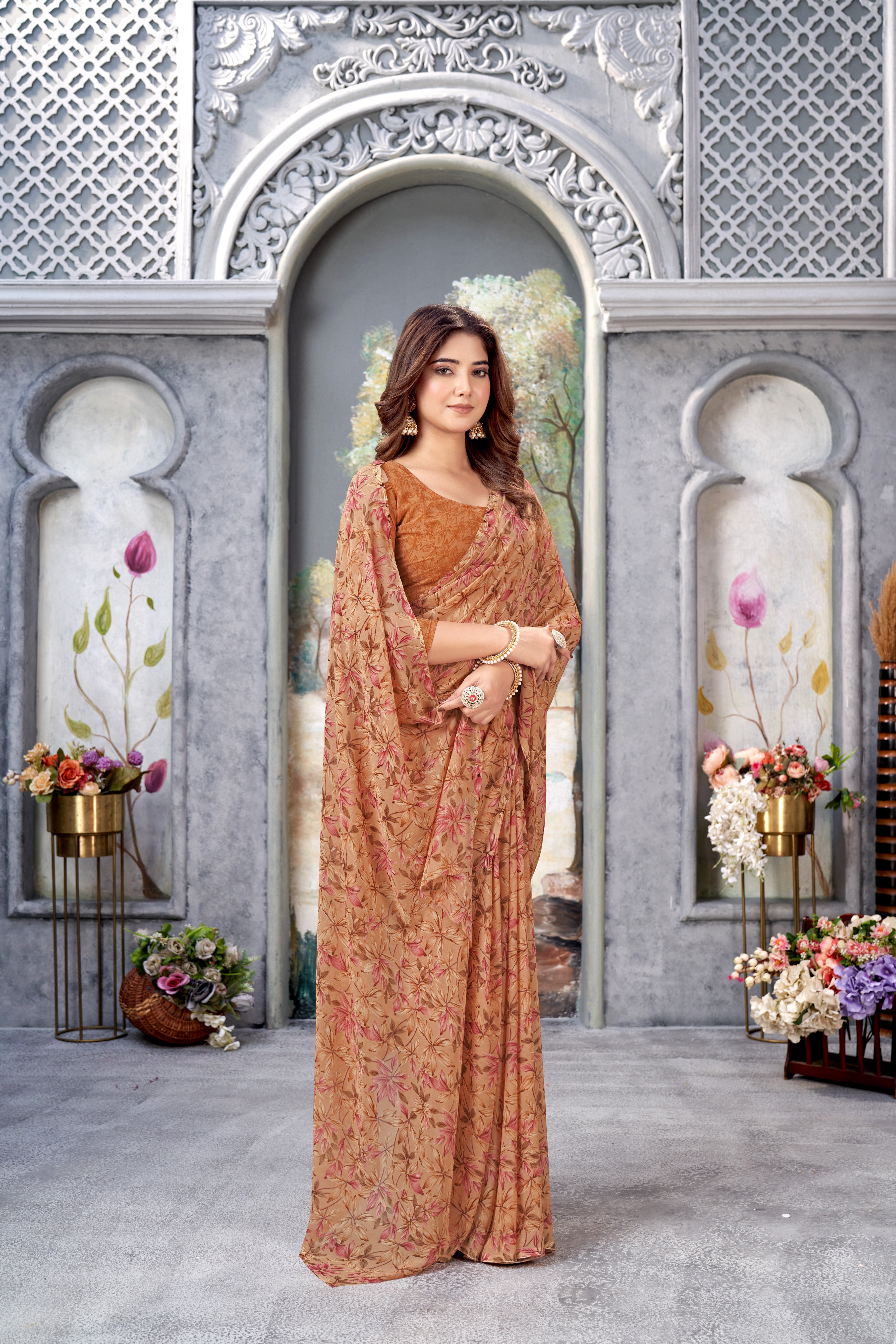 Classic Printed Saree – Breathable Fabric with Eye-Catching Prints Petite Sarees