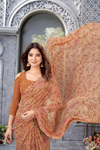 Classic Printed Saree – Breathable Fabric with Eye-Catching Prints Petite Sarees