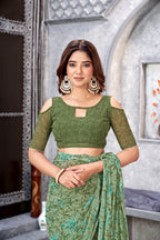 Green Classic Printed Saree – Breathable Fabric with Eye-Catching Prints Petite Sarees