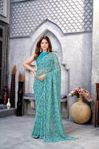 Green Classic Printed Saree – Breathable Fabric with Eye-Catching Prints Petite Sarees