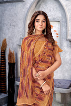 Mustared Classic Printed Saree – Breathable Fabric with Eye-Catching Prints Petite Sarees