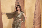Brown Classic Printed Saree – Breathable Fabric with Eye-Catching Prints Petite Sarees