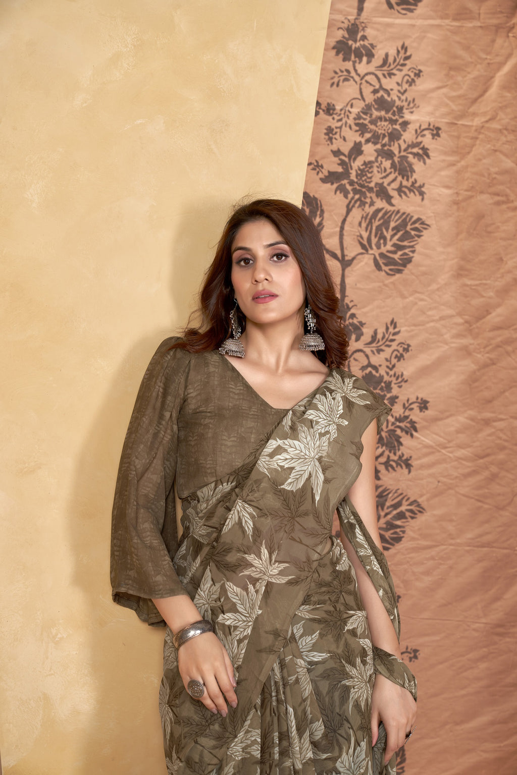 Brown Classic Printed Saree – Breathable Fabric with Eye-Catching Prints Petite Sarees