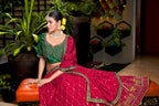Rani Pink Heavy Chinon Crushed Embroidery Semi Stitch Lehenga Choli