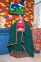 Rama Heavy Chinon Crushed Embroidery Semi Stitch Lehenga Choli
