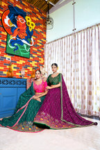 Wine  Heavy Chinon Crushed Embroidery Semi Stitch Lehenga Choli