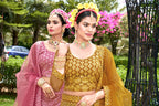 Yellow Net With Embroidered Work Semi Stitch Lehenga Choli