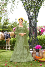 Pista Net Lehenga Choli – Stylish Traditional Outfit for Weddings & Celebrations Semi-Stitched