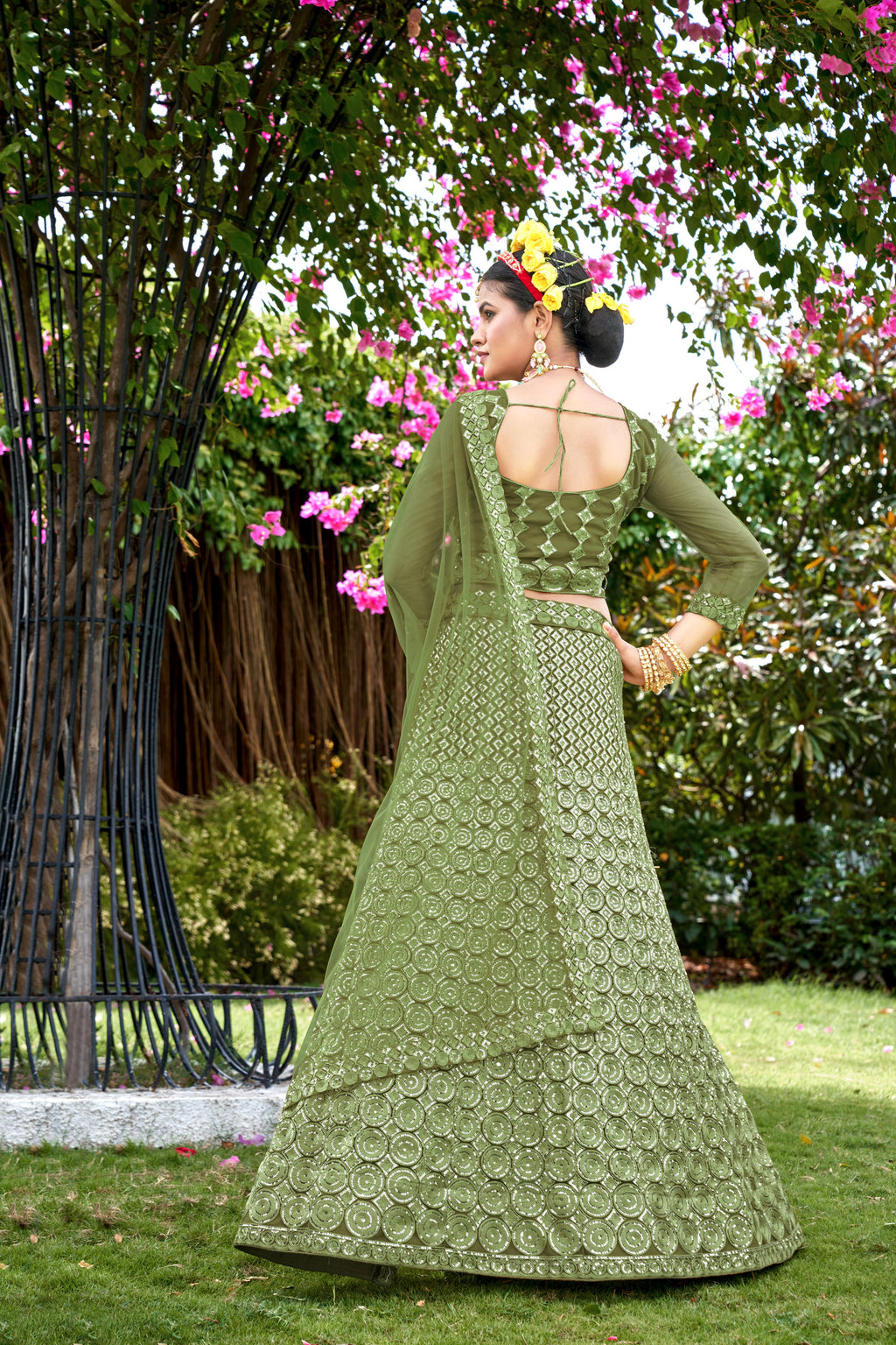 Pista Net Lehenga Choli – Stylish Traditional Outfit for Weddings & Celebrations Semi-Stitched