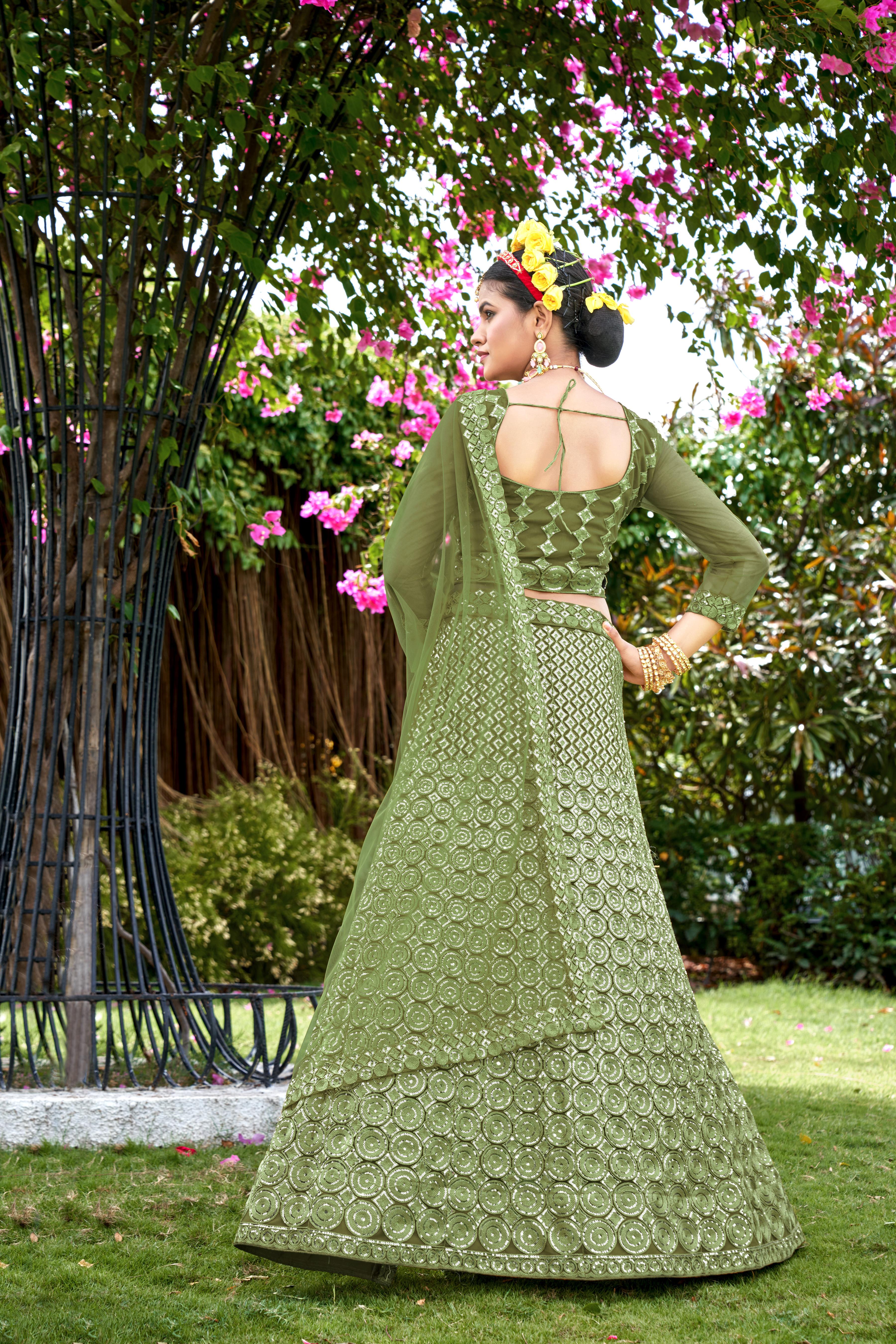 Pista Net Lehenga Choli – Stylish Traditional Outfit for Weddings & Celebrations Semi-Stitched