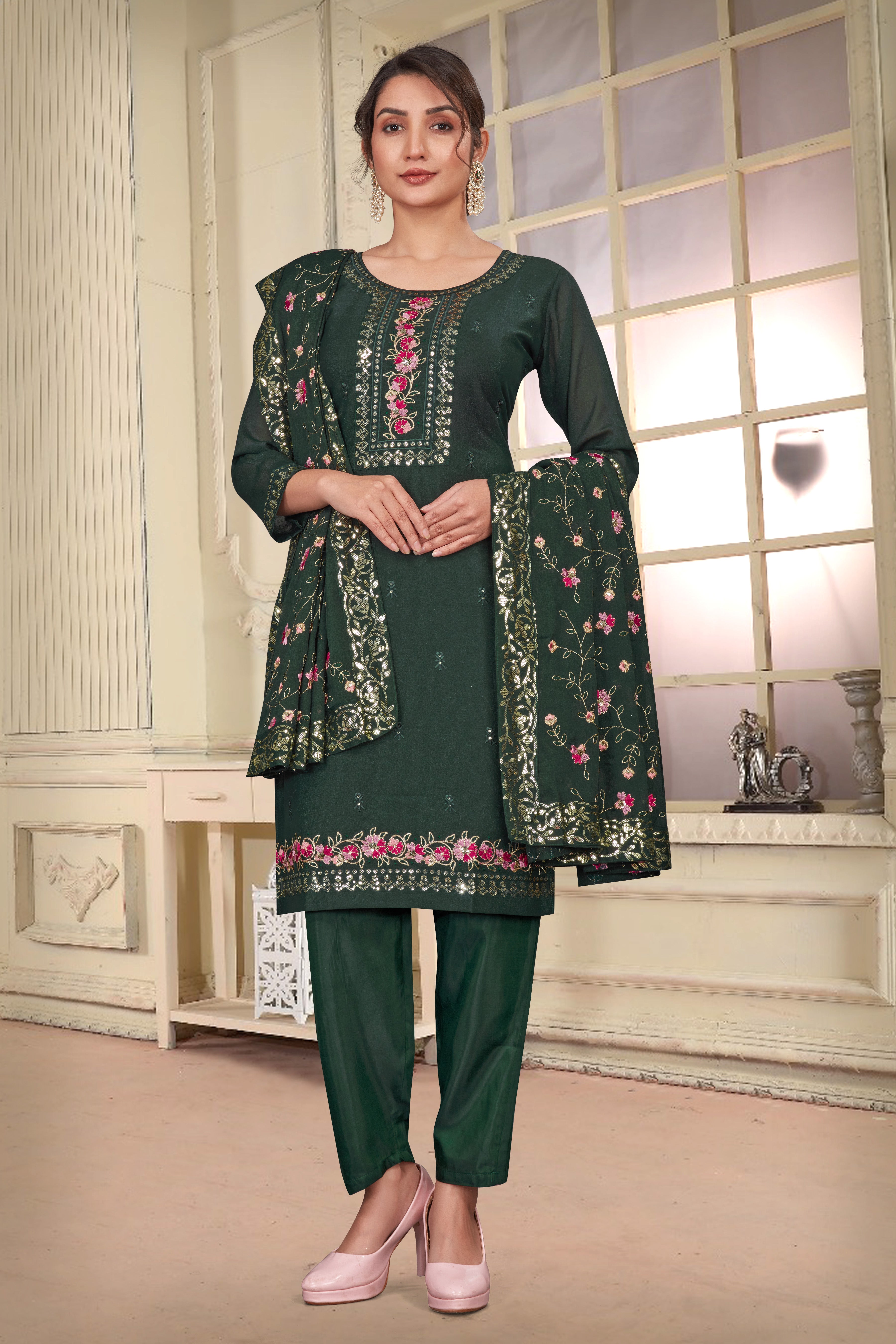 Women’s Green Kurta Set – Elegant Ethnic Wear for Weddings, Parties & Festive Occasions