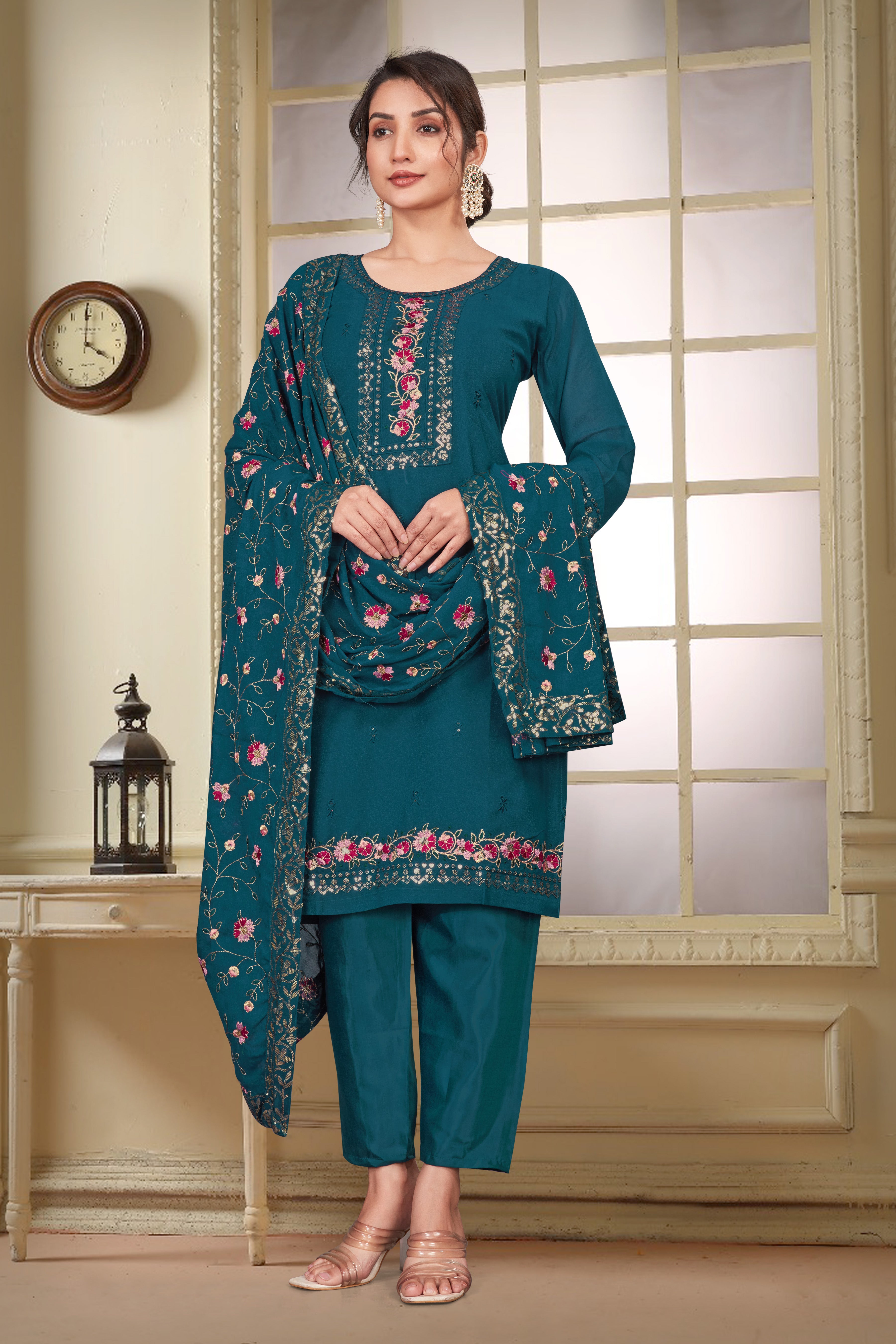 Women’s Teal Kurta Set – Elegant Ethnic Wear for Weddings, Parties & Festive Occasions