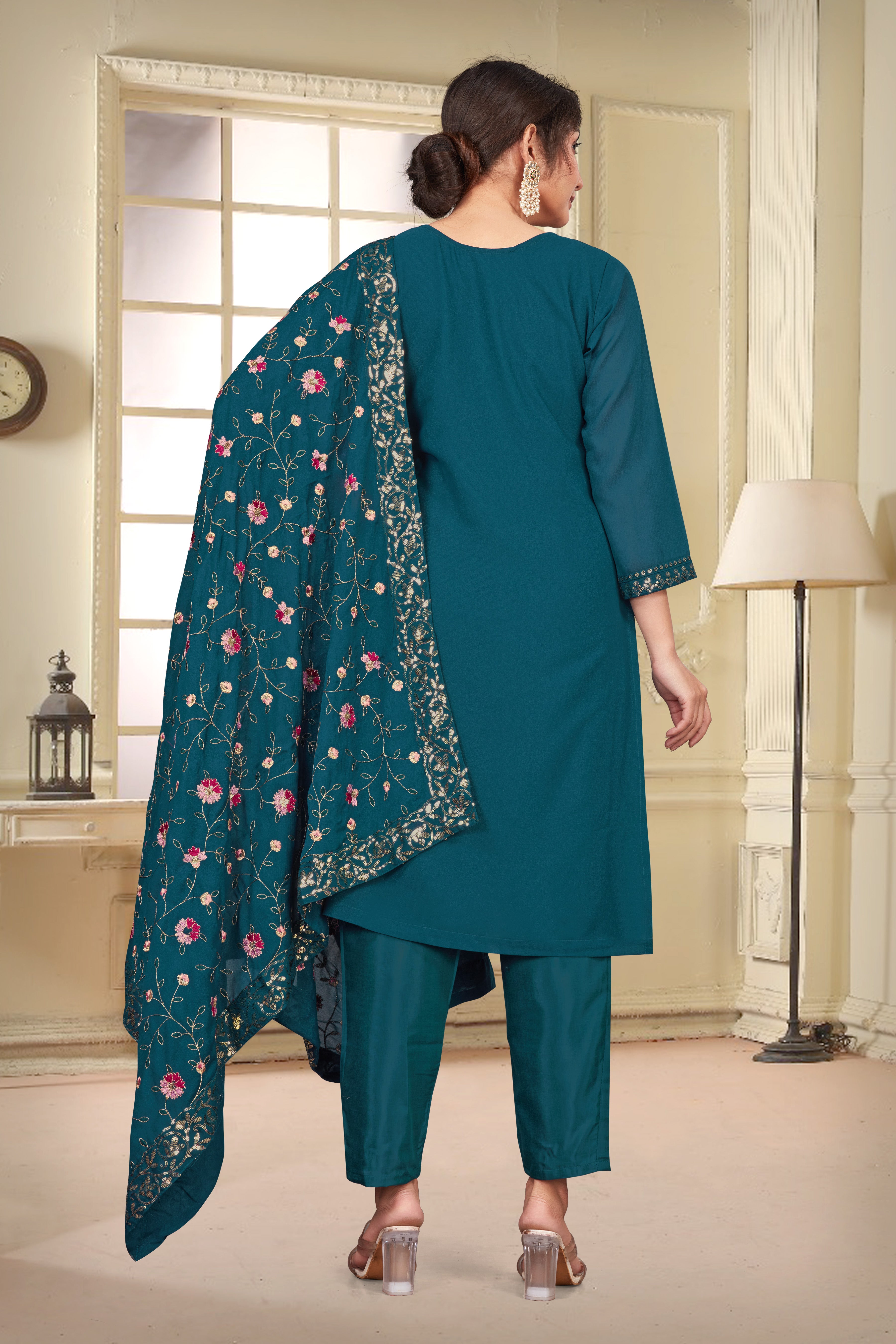 Women’s Teal Kurta Set – Elegant Ethnic Wear for Weddings, Parties & Festive Occasions
