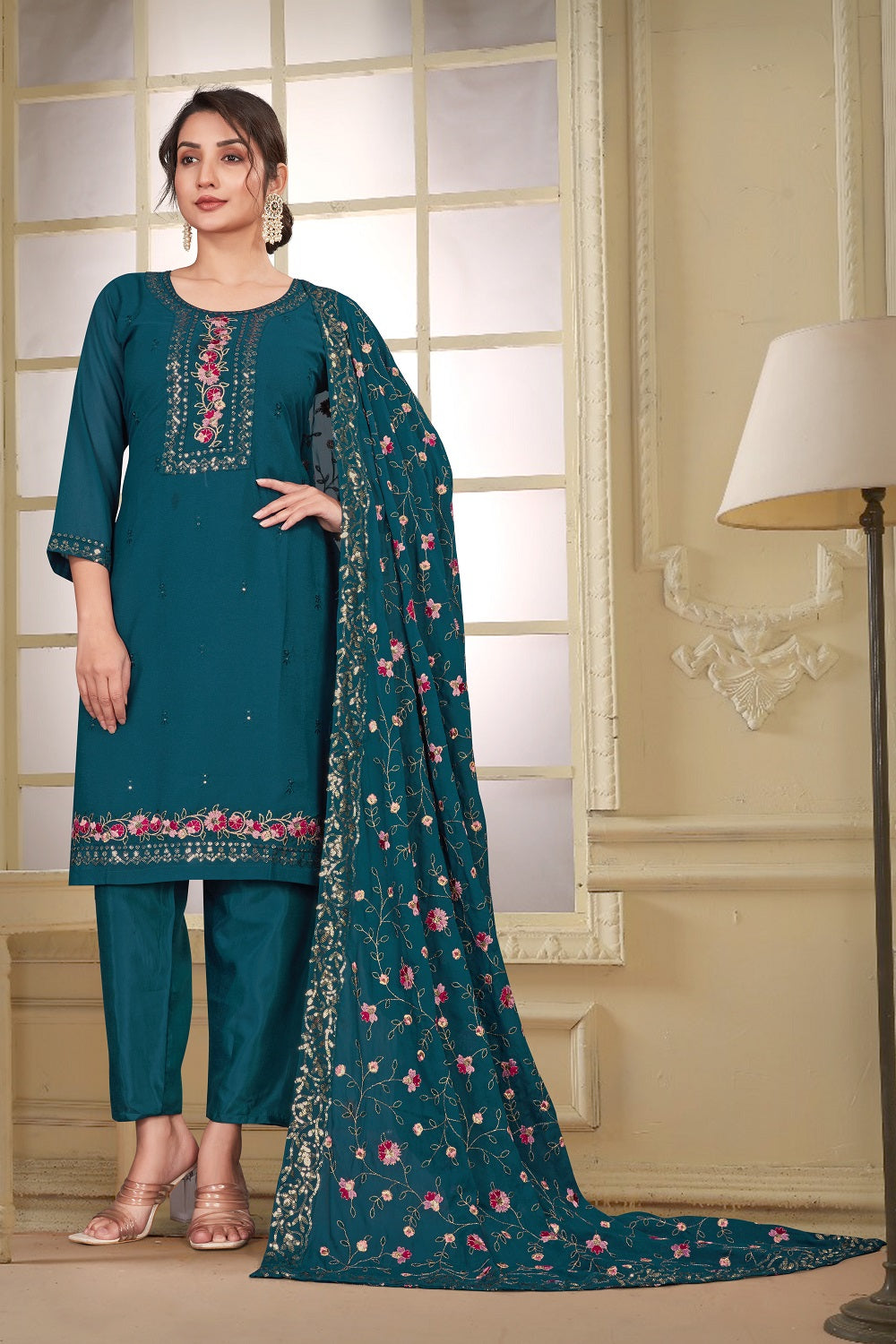 Women’s Teal Kurta Set – Elegant Ethnic Wear for Weddings, Parties & Festive Occasions