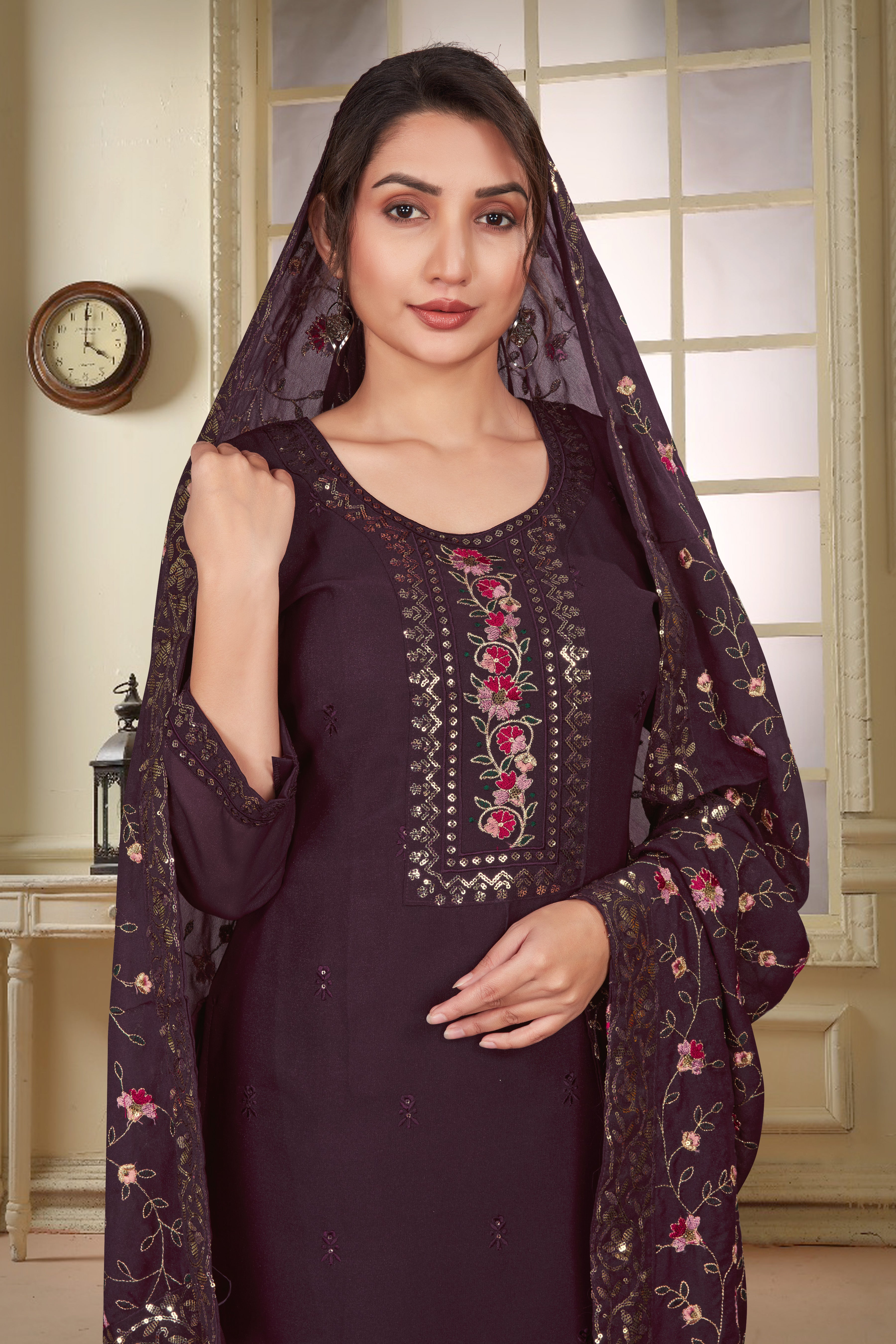 Women’s Wine Kurta Set – Elegant Ethnic Wear for Weddings, Parties & Festive Occasions