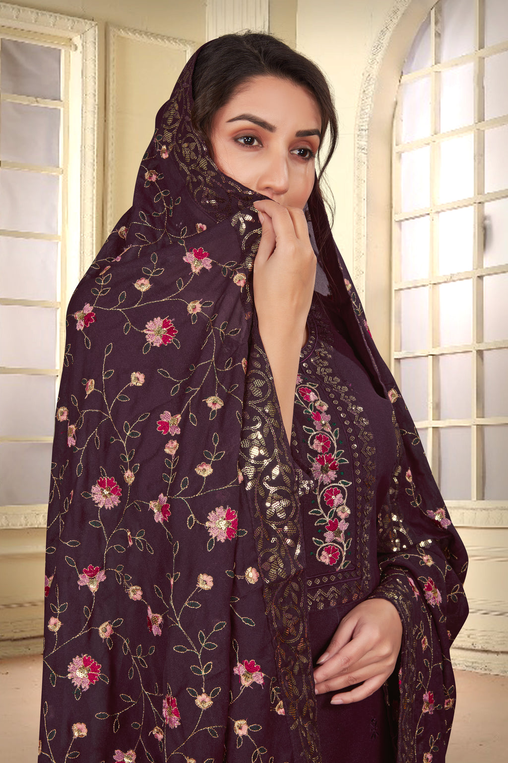 Women’s Wine Kurta Set – Elegant Ethnic Wear for Weddings, Parties & Festive Occasions