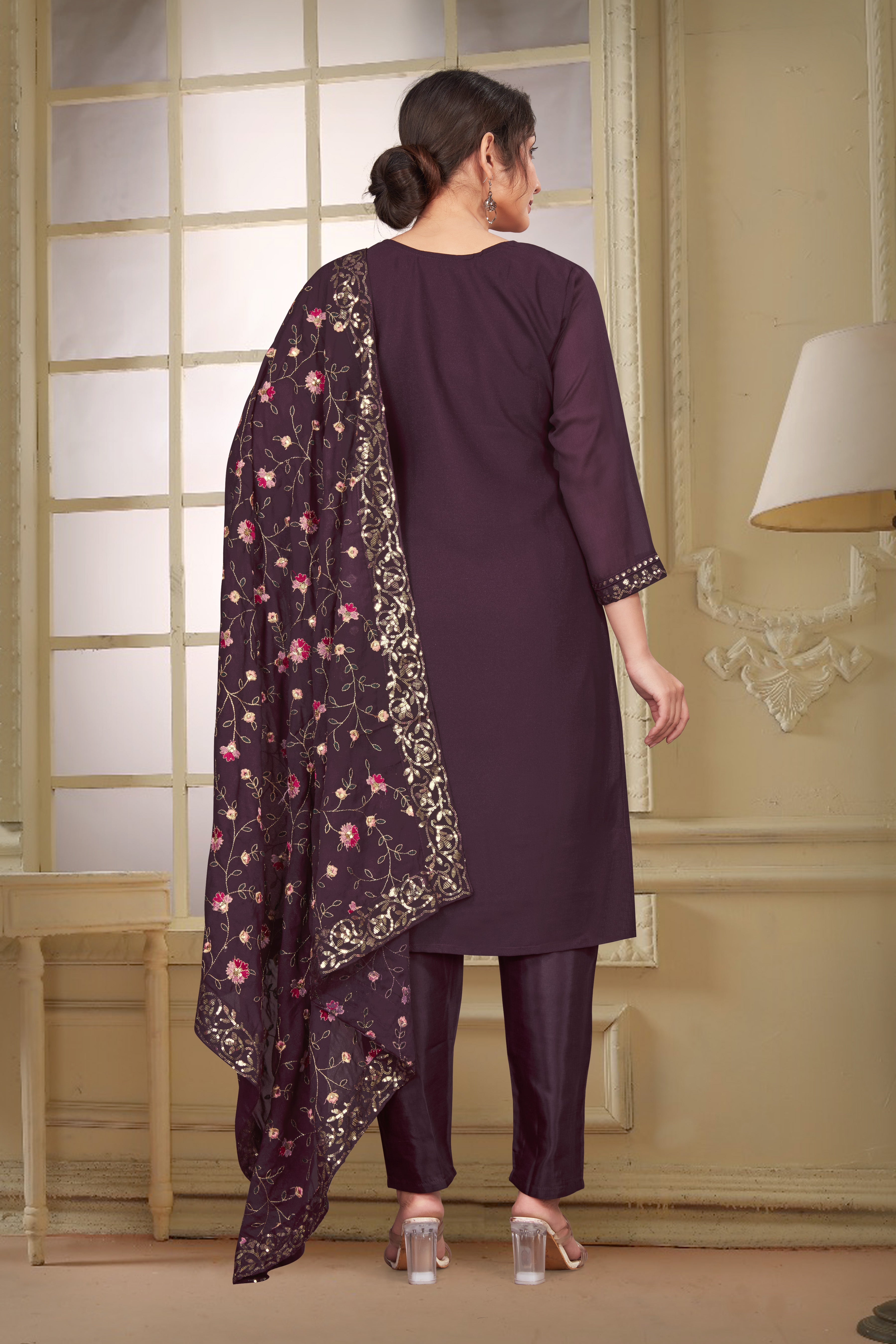Women’s Wine Kurta Set – Elegant Ethnic Wear for Weddings, Parties & Festive Occasions