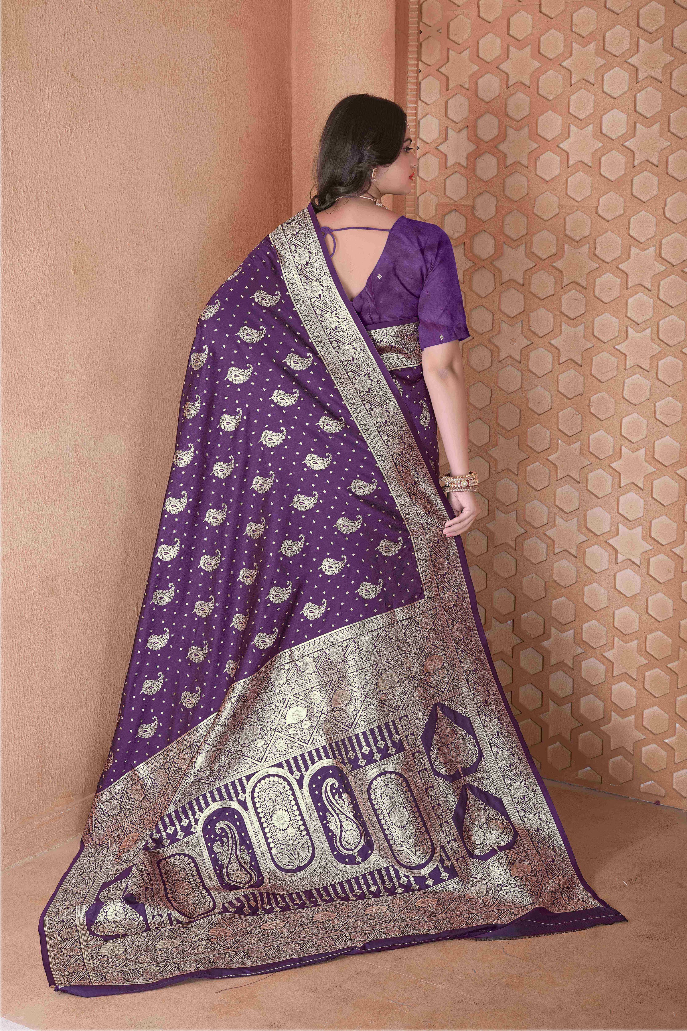 Wine Silk Saree for Women – Elegant Traditional Ethnic Wear