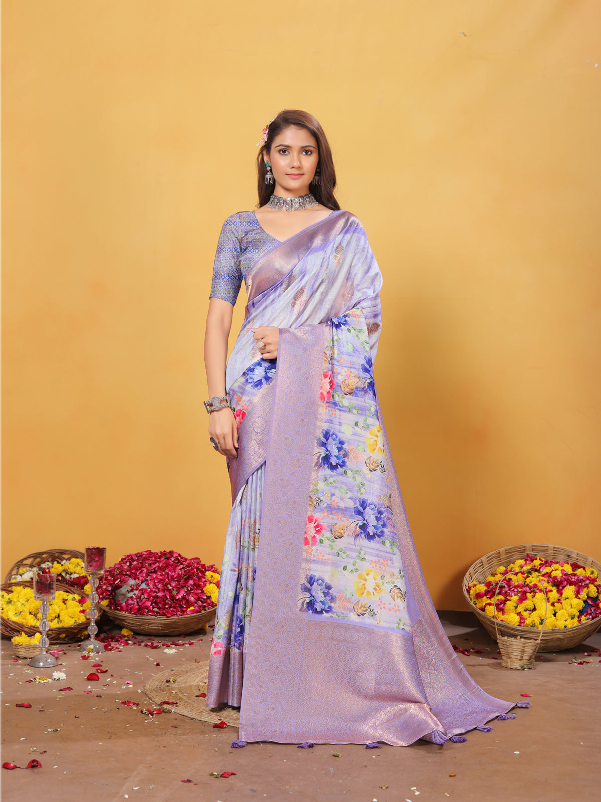 Silk Saree for Women – Elegant Lavender Traditional Ethnic Wear