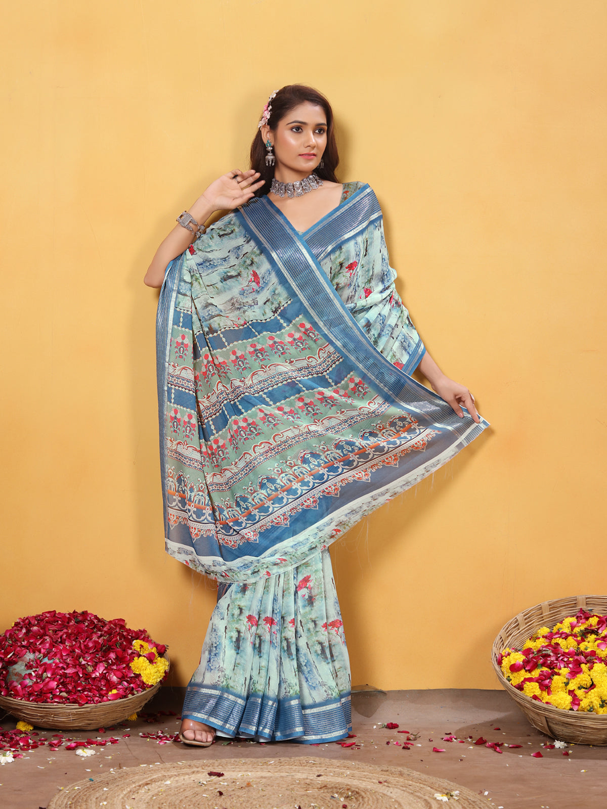 Silk Saree for Women – Elegant Pista Traditional Ethnic Wear