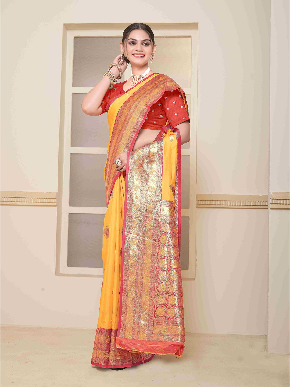 Mustard Art Silk Saree for Women – Elegant Ethnic Wear