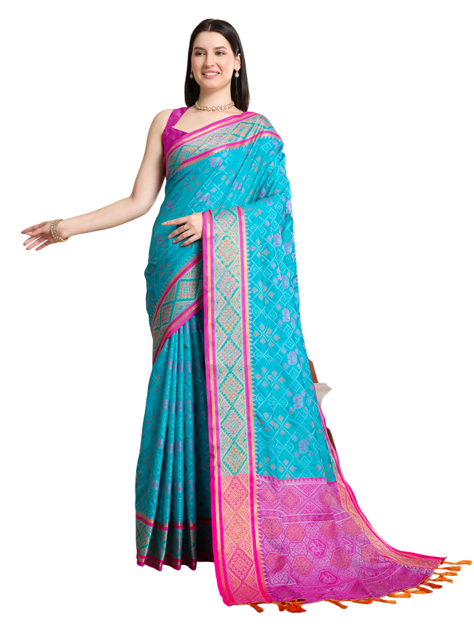 Banarasi Elegance in Breathable Semi Silk Blue Saree –For All Wedding Celebrations