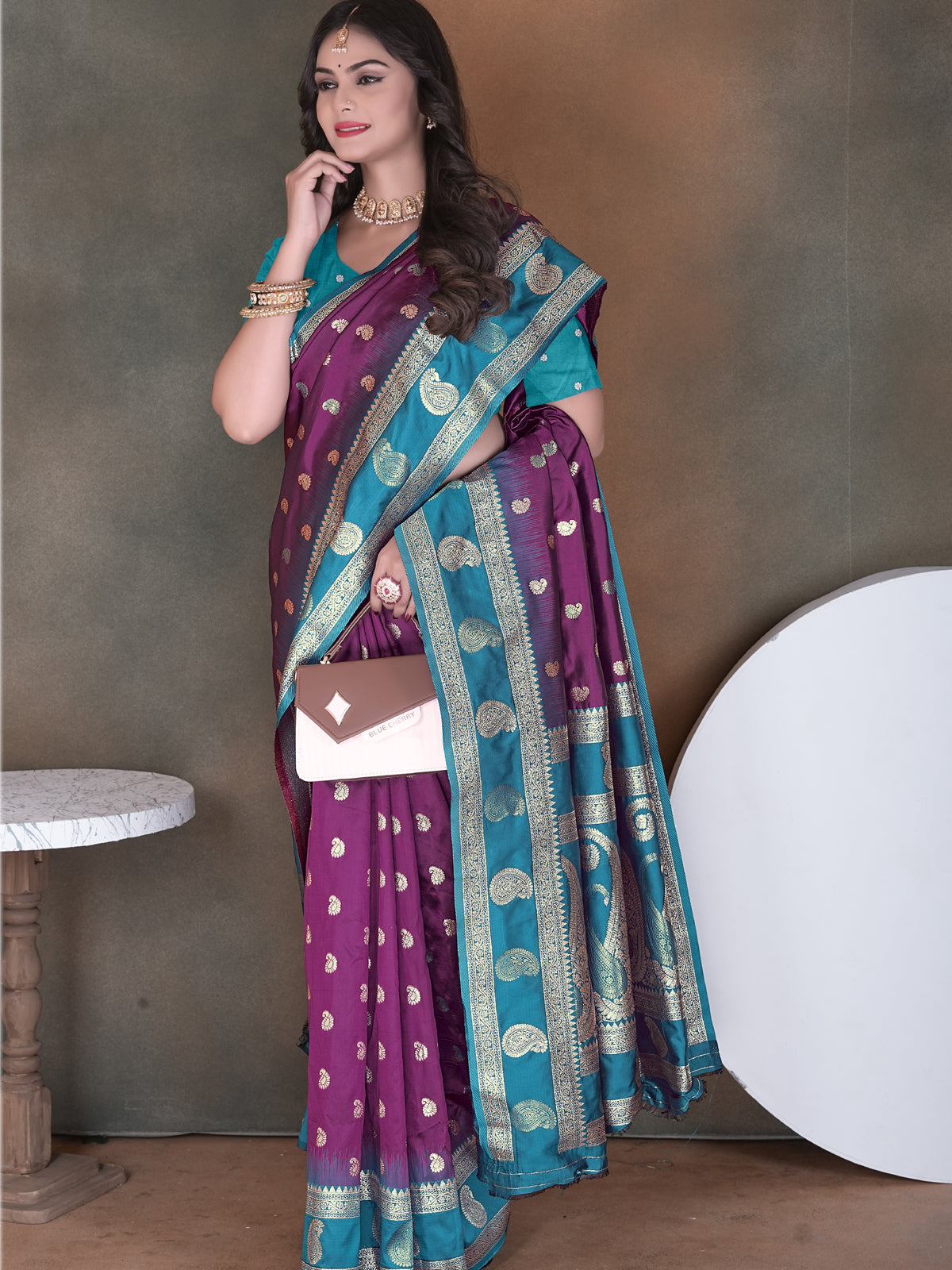 Wine Silk Saree for Women – Traditional & Elegant Ethnic Wear