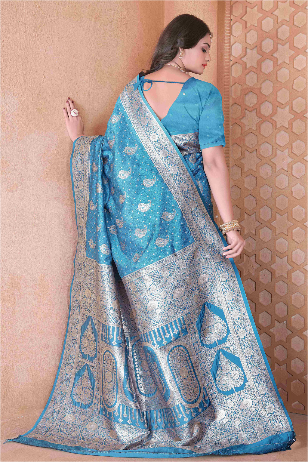 Sky Blue Silk Saree for Women – Elegant Traditional Ethnic Wear