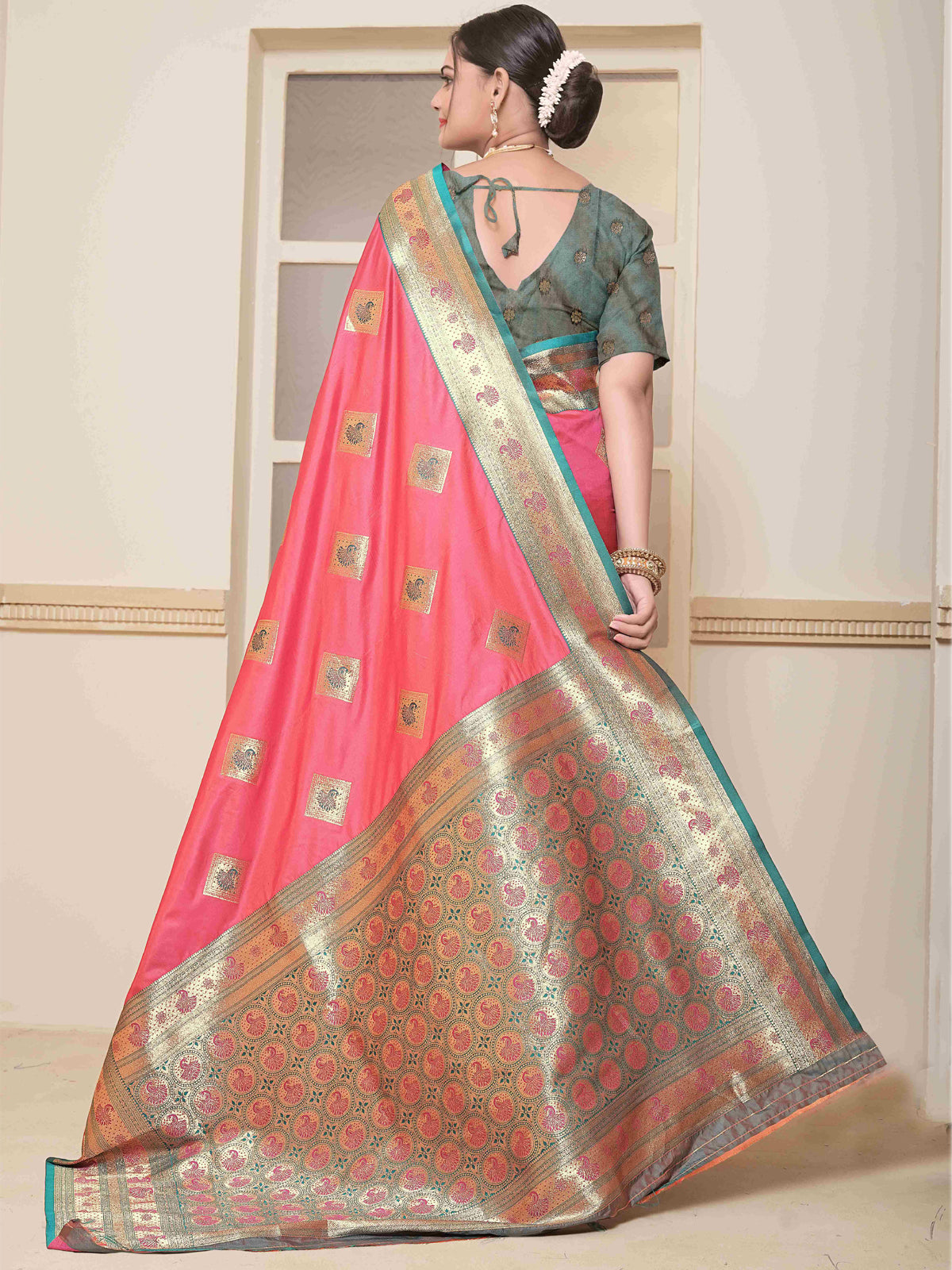 Pink Art Silk Saree for Women – Elegant Ethnic Wear
