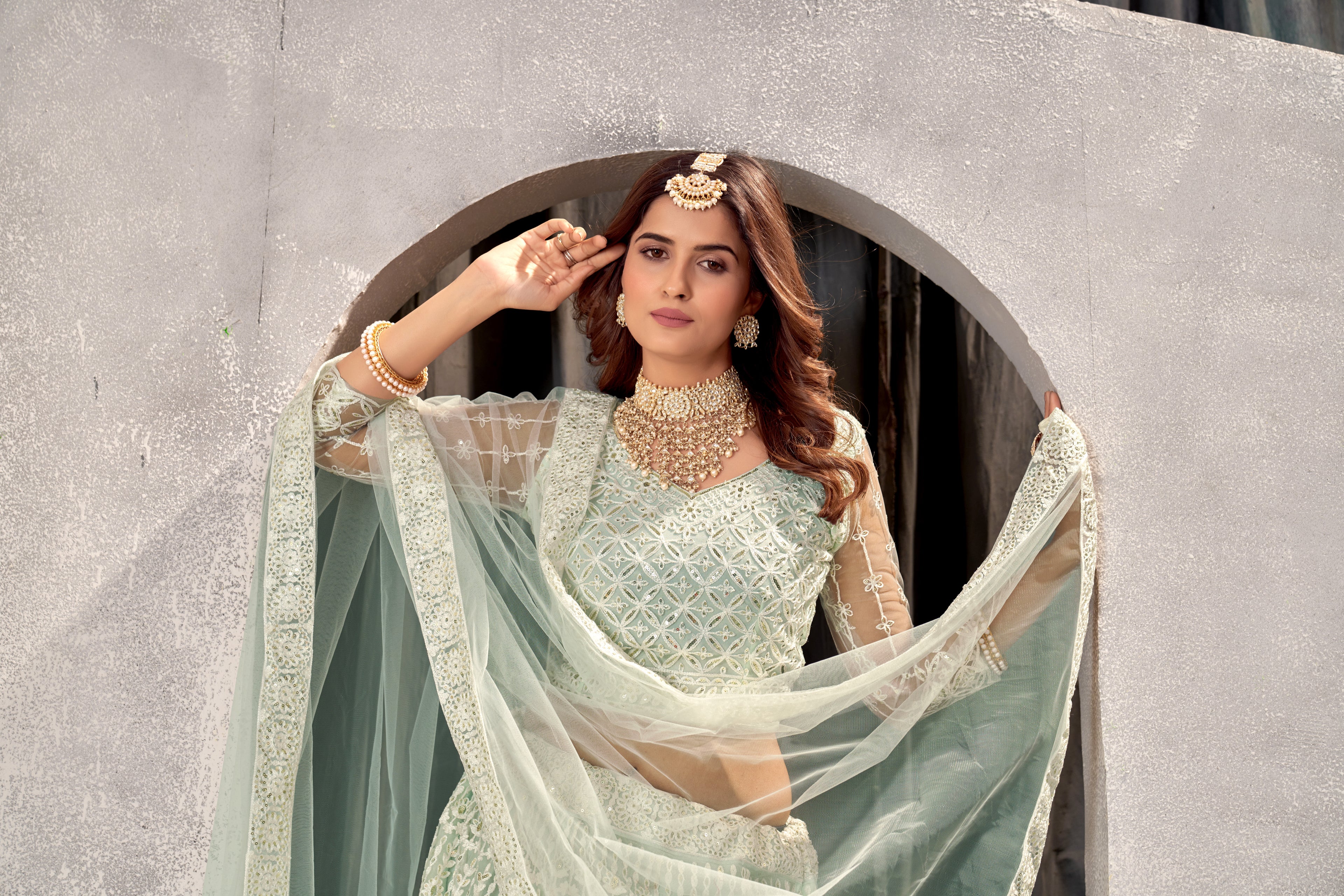 Pista Net Lehenga Choli with Beautiful Embroidery – Elegant Ethnic Wear for Weddings & Parties