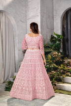 Pink Net Lehenga Choli with Beautiful Embroidery – Elegant Ethnic Wear for Weddings & Parties